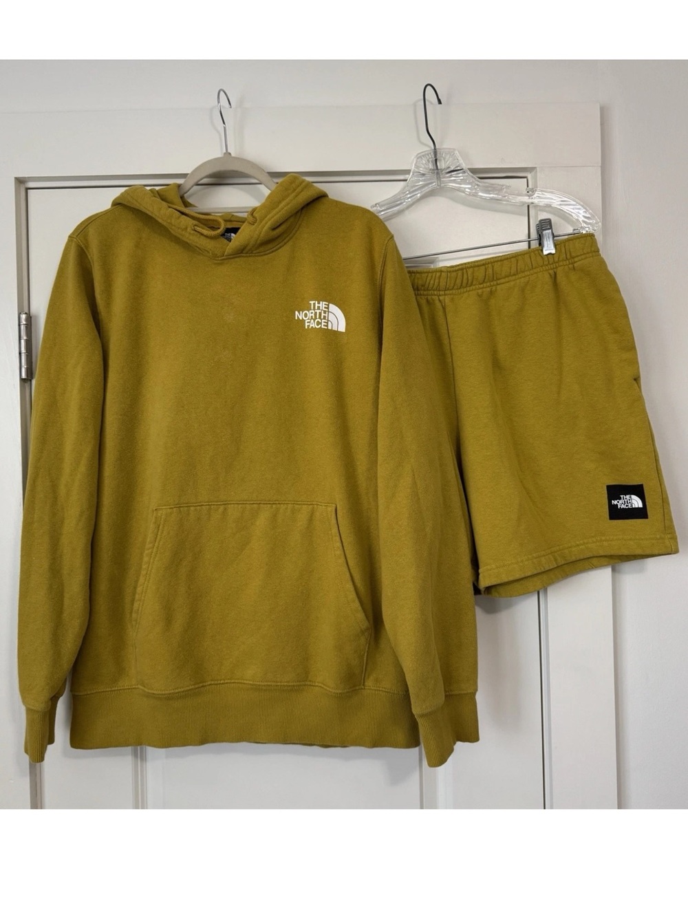 The North Face Large Mustard Yellow Hoodie Sweatshirt & Shorts Set